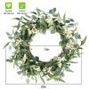 20in Artificial Eucalyptus Leaves Wreath with Berries Fake Green Wreath for Front Door Wall Window Decoration