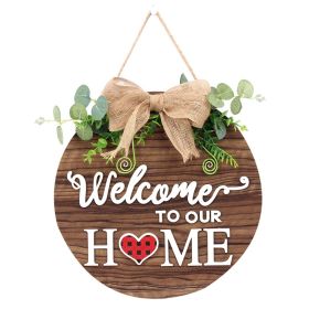 Interchangeable Welcome Sign Seasonal Wood Wall Hanging Front Door Decor with 14 Interchangeable Seasonal Icons for Halloween Christmas Thanksgiving D