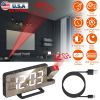 Projection Alarm Clock LED Digital Alarm Clock with Dual Alarms Snooze Function 6 Dimmer 12/24 Hour USB Port 7.7In Mirror