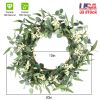 20in Artificial Eucalyptus Leaves Wreath with Berries Fake Green Wreath for Front Door Wall Window Decoration