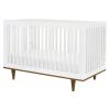 3-in-1 Modern Solid Wood Crib in White with Mid Century Style Legs in Walnut