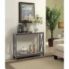 Grey Wood Console Sofa Table with Bottom Storage Shelf