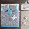 King / California King 5-Piece Teal Blue Grey White Geometric Comforter Set