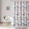 72-in. 100-Percent Cotton Shower Curtain with Teal Black Coral White Fish Print