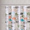 72-in. 100-Percent Cotton Shower Curtain with Teal Black Coral White Fish Print