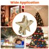 Christmas Tree Topper Star with Projector Light White Revolving White Snowflake Pattern LED Treetop Hollow Golden Glitter Star For Christmas Tree Deco
