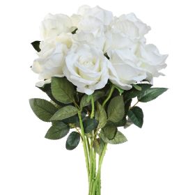 10 Pcs Artificial Rose Simulation Fake Flowers (White)