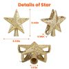 Christmas Tree Topper Star with Projector Light White Revolving White Snowflake Pattern LED Treetop Hollow Golden Glitter Star For Christmas Tree Deco