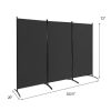 6-Ft Black 3-Panel Room Divider Screen with Steel Base and Heavy Duty Hinges