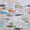 72-in. 100-Percent Cotton Shower Curtain with Teal Black Coral White Fish Print