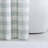 72-inch 100-Percent Cotton Fabric Shower Curtain with Green White Plaid Pattern