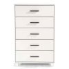 Modern Farmhouse Solid Wood 5 Drawer Bedroom Chest in White Wooden Finish