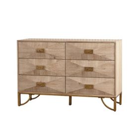 6 Drawers Dresser, Modern Dressers & Chests Of Drawers, TV Stand,Light Wood Dresser For Bedroom,Living Room,Hallway (Option: Natural Wood)