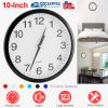 Round Wall Clock Silent Non-Ticking 10-inch Precise Quartz Battery Operated Hanging Clock for Home Office School