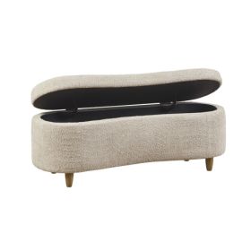 Boucle Flip Top Storage Bench Taupe See Below (Option: Taupe)