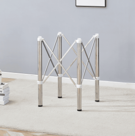 Table Legs Only - Minimalist Silver Stainless Steel Folding Table Frame - Versatile, Space-saving. Folding Table Stand In Silver Stainless Steel (Option: Argent)