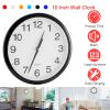 Round Wall Clock Silent Non-Ticking 10-inch Precise Quartz Battery Operated Hanging Clock for Home Office School
