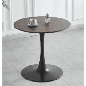 31.5 BLACK AND WALNUT Tulip Table Mid-century Dining Table For 2-4 People With Round Mdf Table Top, Pedestal Dining Table, End Table Leisure Coff (Option: Walnutblack)