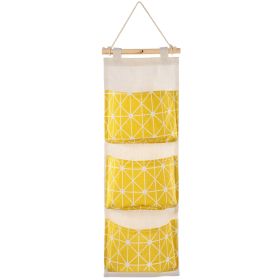 Wall Mounted Storage Bag Door Closet Hanging Storage Bag Organizer Waterproof 3 Pockets Pouch (Option: Yellow)