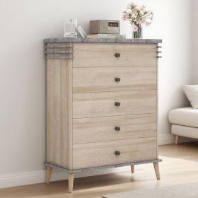 Farmhouse Chest Dresser Of Drawers Tall Storage Organizer (Option: Gray)