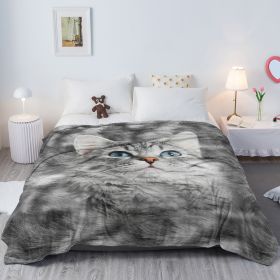 Cat Blankets For Cat Lovers Cute Cat Blanket For Girls Women Fleece Cat Sherpa Blanket Black And White Cat Print Blanket Fuzzy Cat Blanket Throw (Option: 75x100-Gray)