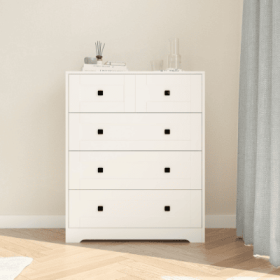 Chest Of Drawer With 5 Drawers White Color Farm Door (Option: Ancient White)