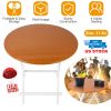 31.5in Round High Top Folding Table 2.6FT Iron Bar Foldable Wooden Dining Desk w/ 4 Anti-Slip Stoppers Bamboo Walnut For Dinner Snack Coffee Laptop