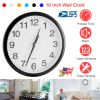 Round Wall Clock Silent Non-Ticking 10-inch Precise Quartz Battery Operated Hanging Clock for Home Office School