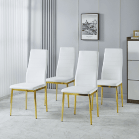 Chair Set Of 4,GOLDEN COLOR LEG,WHITE SEAT (Option: GoldWhite)