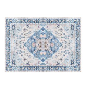 8x10FT Vintage Area Rug Modern Non Slip Carpet Boho Low Pile Soft Rug Waterproof Machine Washable Rug for Living Room Bedroom Kitchen Dining Room Unde (Option: 8_10FT_Type2)