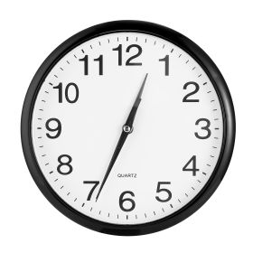 Round Wall Clock Silent Non-Ticking 10-inch Precise Quartz Battery Operated Hanging Clock for Home Office School (Option: BLK)